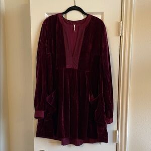 Free People Burgundy Velvet Mini Dress